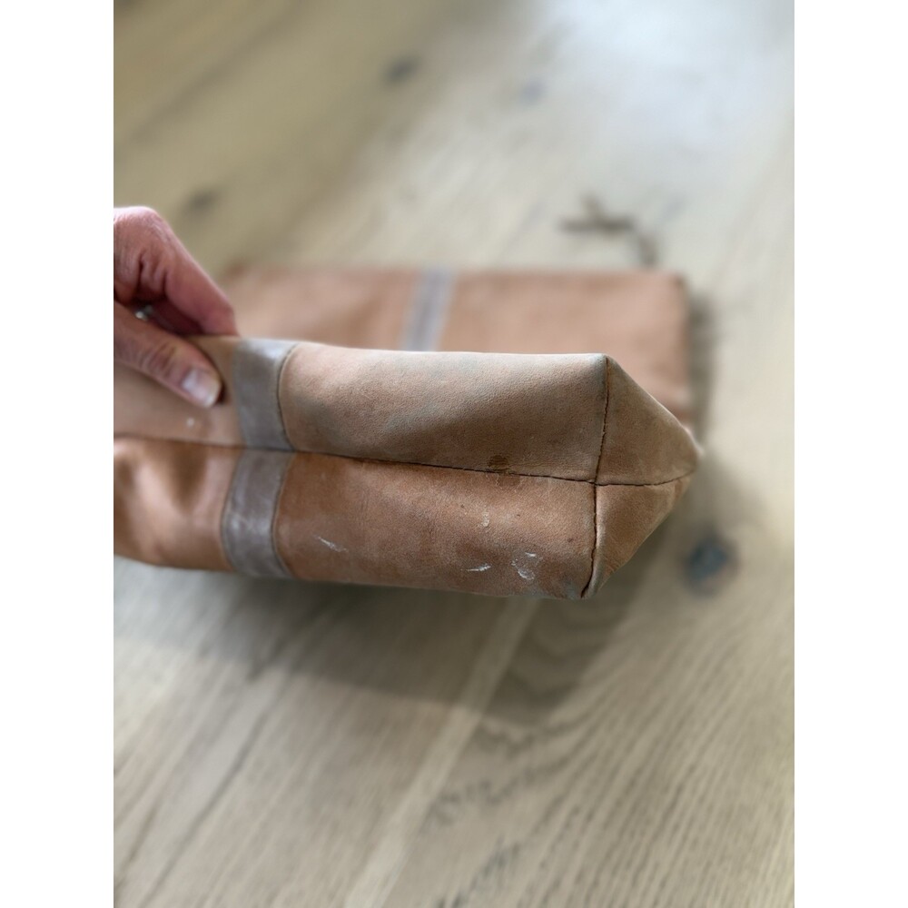 Able Purse Beige Tan Leather Bag Zipper Pouch Wallet Folded Cosmetic Leather - Picture 8 of 8